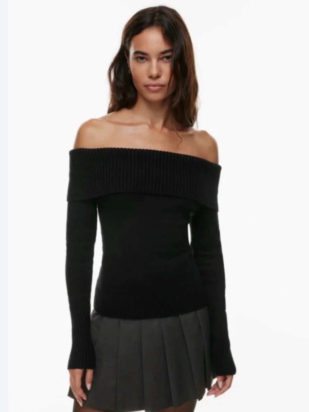 Aritzia Wilfred Black Off the Shoulder Sweater